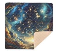 The Twelve Zodiac Stars in The Night Sky Baby Play Mat 50" x 50", Playmat for Playpen, Thicken Soft Padding Foam Crawling Mat for Babies Toddlers Infants