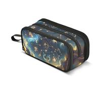 The Twelve Zodiac Stars in The Night Sky Pencil Case, Large Capacity Pen Bag for Boys Girls 3 Compartment Pencil Pouch Students Stationery Organizer Marker Case for School Office Work