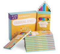 THE TWIDDLERS 10 Boxes of Colouring Pencils, 12 Per Box, 120 Total - 18cm Full Length Multipack Drawing Set School Supplies, Party Favours, Artist Sketching Pencils for Kids & Adults