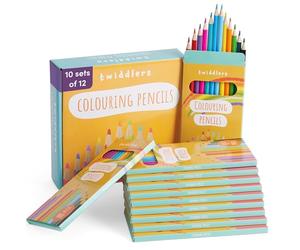 THE TWIDDLERS 10 Boxes of Colouring Pencils, 12 Per Box, 120 Total - 18cm Full Length Multipack Drawing Set School Supplies, Party Favours, Artist Sketching Pencils for Kids & Adults