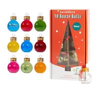 THE TWIDDLERS - 10 Christmas Fillable Baubles - DIY 50ml Booze Ornaments with Stickers - Personalised Mini Gifts Shot Balls, Empty Baubles to Fill, Xmas Tree Decorations