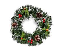 THE TWIDDLERS 10'' Christmas Wreath Door Garland, Front Door Winter Xmas Party Decoration with Frosted Snow Effect, Berries & Pinecones - 27cm