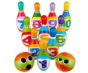 The Twiddlers - 10 Soft Foam Bowling Set for Kids with 2 Balls - Educational and Fun Skittles Game for Toddlers and Children - Toddler Skittles Game - Perfect Outdoor Toy for Boys and Girls Ages 2-5