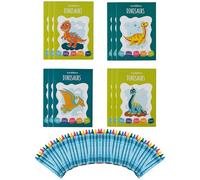 THE TWIDDLERS 12 Dinosaur Colouring Books for Party Bags, with Crayons & Stickers, A5 Books for Children, Age 4-8, Perfect Dino Colouring Books for Party Bag Fillers Favours