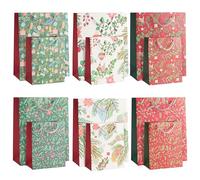 THE TWIDDLERS - 12 Gift Bags for Christmas with Sturdy Handles in Assorted Sizes & Floral Festive Xmas Designs, Christmas Gifts Bag Festive Floral Xmas Bag - 32cm x 26cm & 24 cm x 18 cm