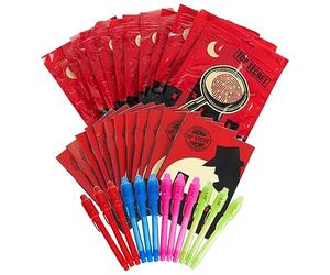 THE TWIDDLERS 12 Pack Invisible Ink Pen and Notepad Set with UV Light - Secret Message Spy Toy for Children's Party Bag Favours and Birthday Gifts