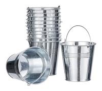 THE TWIDDLERS 12 Small Silver Galvanised Buckets, 11cm x 8cm - Metal Mini Pails for Serving Pub-Style Chips, Wedding Table Decorations, Party Favours, Storage & Garden