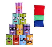 THE TWIDDLERS 13-Piece Tin Can Alley Target Toss Game - Classic Fairground Bean Bag Throwing Garden Game for Kids, Adults and Family Fun