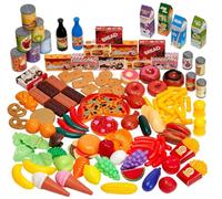 THE TWIDDLERS 150 Pieces Age 3+ Pretend Play Food Toys, Role Play Kids Kitchen Accessories Toy Food Set for Boys & Girls, Bulk Fake Pretend Food, Includes Fruits & Vegetables