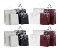 THE TWIDDLERS - 16 Colourful Gift Bags for Christmas with Ribbon Handles for Xmas, Birthday Party Present, All Occasions - Assorted Colours & Sizes - 18cm x 23cm & 32cm x 26 cm, Present Bags