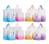 THE TWIDDLERS - 16 Colourful Gift Bags for Christmas with Ribbon Handles for Xmas, Birthday Party Present, All Occasions - Assorted Colours & Sizes - 18cm x 23cm & 32cm x 26 cm, Present Bags