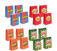 THE TWIDDLERS - 16 Superhero Themed Goody Bags for Kids Party Bag Fillers and Favours, Ideal for Boys & Girls Birthday Parties - 21 x 15 cm