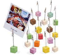 The Twiddlers - 18 Photo Clip Holders, Memo Name Card Table Display Picture Display Stand - Wooden Cube in Assorted Colours for Christmas Decorations
