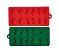 The Twiddlers - 2 Christmas Silicone Mould Baking Trays, Xmas Tree Chocolate Candy Cane Santa Moulds, Wax Melts & Ice Tray Cake Decorations