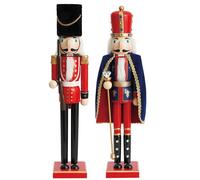 THE TWIDDLERS 2 Large Wooden Nutcracker Soldiers, 50cm / 20" - King & Guard in Festive Colours - Premium Handmade Pine Wood Classic Traditional Ornaments, Christmas Decorations With Moving Parts