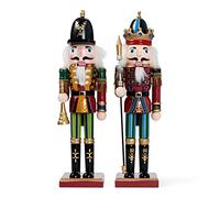 THE TWIDDLERS 2 Wooden Nutcracker Figures, 30cm, Christmas Ornaments