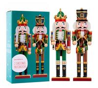 THE TWIDDLERS 2 Wooden Nutcracker Soldiers, 30cm, Christmas Decorations