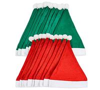 THE TWIDDLERS 20 Bulk Christmas Hats, 10 Red Santa & 10 Green Elf Hats | Novelty Xmas Party Multipack for Adults and Kids, Felt Bundle, Elves in Different Coloured Sets