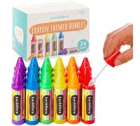 THE TWIDDLERS 24 Mini Bubbles for Kids Party Bags, Crayon Shaped Wands in 6 Colours, 8cm - Perfect as Bubbles Party Bag Fillers for Kids Multipack Wedding Favours - Refillable Tubes