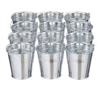 THE TWIDDLERS 24 Mini Serving Buckets - Premium Galvanized Metal Buckets for Snacks or Table Decorations - Ideal Chip Basket, 11 x 8 cm