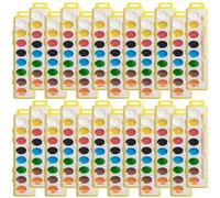 THE TWIDDLERS 25-Pack Watercolour Paint Sets for Kids - Washable Art Palettes with Wooden Brushes and 8 Colours for Party Bag Fillers, Classroom Rewards and Crafts