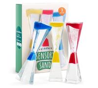 THE TWIDDLERS - 3 Sensory Anti-Gravity Timer Hourglasses - Liquid Motion Timers - 19cm, 3 Colours (Red, Blue, Yellow) - Calming Sensory Toys for Stress Relief