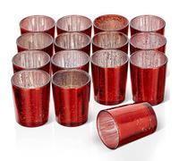 THE TWIDDLERS - 30 Candle Holders Silver & Red Speckled Glass Tea Light Holder - Home Decoration, Table Centerpiece, Kitchen Accessory - 5 x 6cm