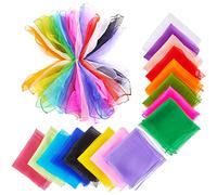 THE TWIDDLERS - 32 Multi-colour Dance Scarves Baby Sensory Silk Fabric Scarf for Kids Juggling Gym Dance Rhythm Magic Props Accessories - 60x60cm