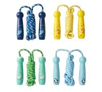 THE TWIDDLERS - 4 Kids Skipping Ropes, Traditional Fabric & Natural Premium Wood with Animal Themed Handles , Adjustable Length, Children's Jumping Ropes, Great for Birthdays, School, Stocking Fillers