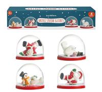 THE TWIDDLERS 4 Mini Christmas Snow Globes in Dancing Xmas Designs for Stocking Fillers, Party Gift Bags, Festive Ornaments, Decorations for Kids & Adults - 6cm Globes (2 Snowmen & 2 Santa)