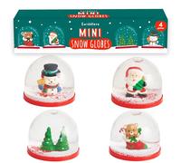 THE TWIDDLERS 4 Mini Plastic Christmas Snow Globes for Kids & Children | Small Snowglobes, Miniature Santa & Tree Domes, Childrens Stocking Fillers, Xmas Eve Box