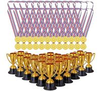 THE TWIDDLERS 48 Piece Plastic Trophy & Medals Awards Winner Set - Perfect for Competitions, Football, Dance, Recognition & Achievement