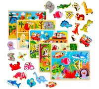 THE TWIDDLERS 5 Bright Coloured Wooden Jigsaw Peg Puzzles for Early Education, Perfect Kids Jigsaw Puzzles for School Classrooms, Home, Travel