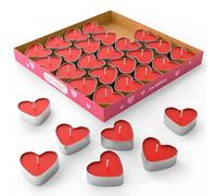 THE TWIDDLERS 50 Red Love Heart Candles, Heart Tea Lights - Valentines Candles, Romantic Smoke Free Valentines Day for Anniversaries, Proposals, Love Candle - 4cm