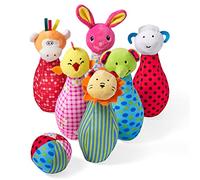 THE TWIDDLERS - 7 Pcs Baby Skittles Bowling Set with Rattles - Soft Plush Sensory Learning Toys for Babies & Toddlers