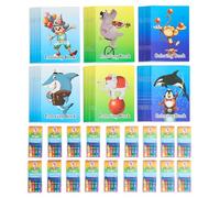 THE TWIDDLERS 72 Mini Colouring Books and 18 Boxes of Crayons for Kids (4 Per Box, 72 Crayons Total) - Perfect Small Colouring Book Party Bag Fillers for Kids, Classroom Rewards