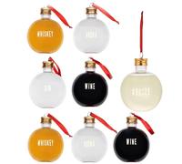 THE TWIDDLERS 8 Christmas DIY Fillable Booze Baubles - Gifts for Men Women, Cocktail Gin Ornaments with Stickers, Personalised Baubles - Xmas Tree Gift Decorations (8, 250ml)
