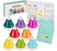 THE TWIDDLERS 8 Rainbow Musical Kids Desk Bells, Push-Button with Songbook | Montessori Sensory Instrument, C-to-C Tuned, Stamped Notes, Autism & SEN Friendly, Classroom or Home, Ages 3+