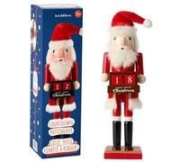 THE TWIDDLERS Christmas Countdown Nutcracker Santa, 30cm Wooden Ornament | Blocks Count Down the Days, Nut Cracker Xmas Decorations, Festive Home & Table Decor, Nostalgic Indoor Figures & Gifts