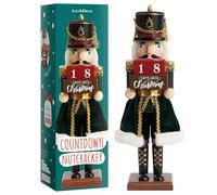 THE TWIDDLERS Christmas Countdown Wooden Nutcracker Soldier, 30cm / 12" in Festive Colours - Premium Handmade - Classic Traditional Ornament, Xmas Advent Decoration With Day Count & Moving Parts
