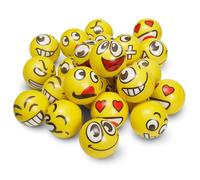 THE TWIDDLERS Emoji Squeeze Balls Age 3+ (24 Pack, 6cm), Yellow, Kids Unisex Stress Relief Toy, Sensory Fidget Toy, Party Bag Fillers