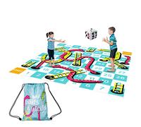 THE TWIDDLERS Giant Snakes and Ladders Garden Game, 3x3m - Waterproof PVC Floor Mat with Inflatable Dice and Storage Bag for Family Parties, Schools and Outdoor Play