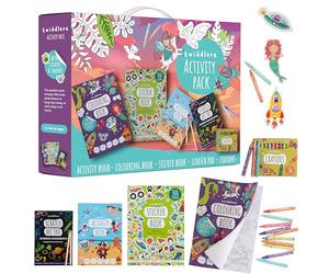 THE TWIDDLERS Kids Activity Pack Colouring Book Collection with Art Scratch Pads, 36 Crayons, Stickers, Kids Travel Activity Pack for Children Unisex, Art Birthday Gift for Girls & Boys, Ages 4-9