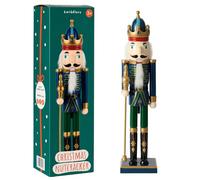 THE TWIDDLERS Large Nutcracker Soldier 50cm, Green & Blue Wooden Ornament | Traditional Christmas Nut Cracker Figures, Xmas Statue & Doll Decorations, Festive Fireplace & Home Decor, Figurines
