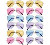 THE TWIDDLERS - Multicolour Aviator Sunglasses for Kids or Adults, Mirror Metal Frames for Beach Summer Festival Party, Raves for Hippy and Funky Costume Accessories (24)