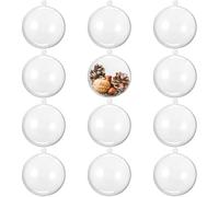 THE TWIDDLERS Pack of 24 Clear Plastic Baubles - 8cm Fillable Ornaments - DIY Transparent Christmas Decorations and Hanging Balls