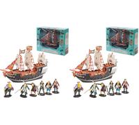 THE TWIDDLERS - Pretend Play Pirate Ship with Model Pirate Figures, Toy for Kids & Enthusiasts - Includes Ship & 6 Pirates (Pack of 2)
