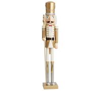 THE TWIDDLERS XXL Giant Wooden Christmas Nutcracker Soldier King, 120cm / 4ft in Gold & White, Premium Handmade Pine Wood Classic Traditional Ornament, Christmas Decoration With Moving Parts