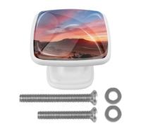 The Twilight Line of an Alien WastelandRound Corner Square Drawer Pulls,Stainless Steel Cabinet Handles, Matte Black Furniture Knobs