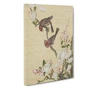 The Two Birds by Lang Shining Canvas Print | Gallery Wrapped 30mm Frame Wall Art | 30x20 inches | Ready to Hang | Modern Bird Picture | Living Room Bedroom Lounge Office